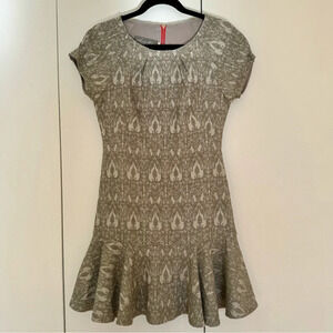 Anthropologie Hunter Dixon Short Sleeve Grey Textured Dress in Size 4